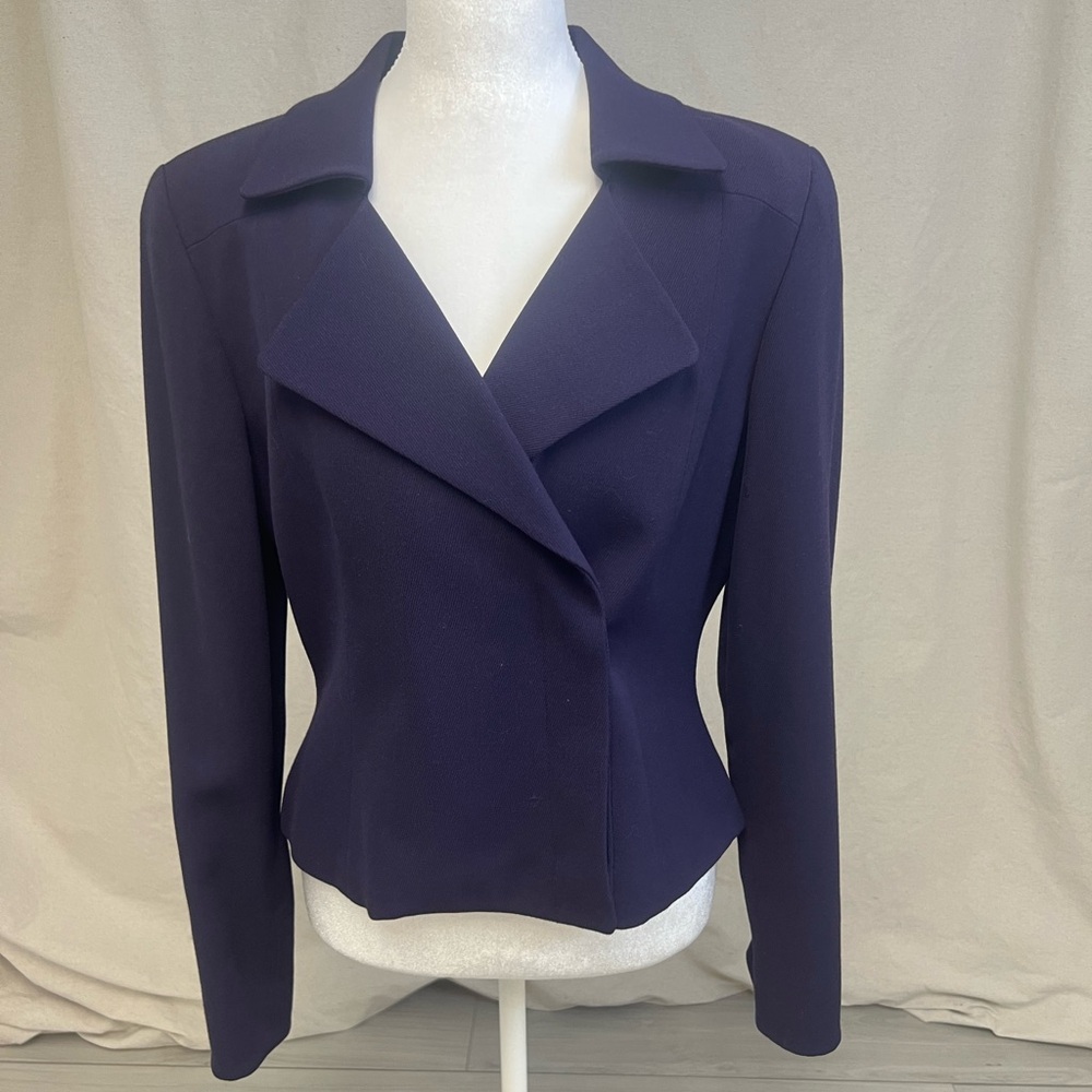 Ellen Tracy Linda Allard Purple‎ Double Breasted Blazer Tailored Sz 8 Office